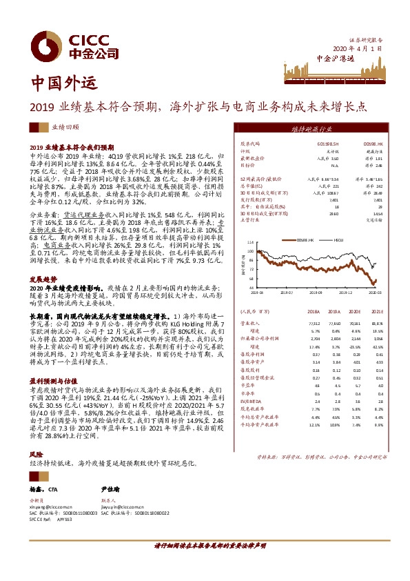 2019业绩基本符合预期，海外扩张与电商业务构成未来增长点