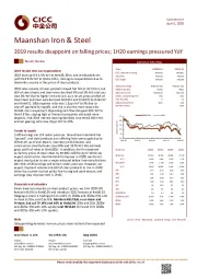 2019 results disappoint on falling prices; 1H20 earnings pressured YoY