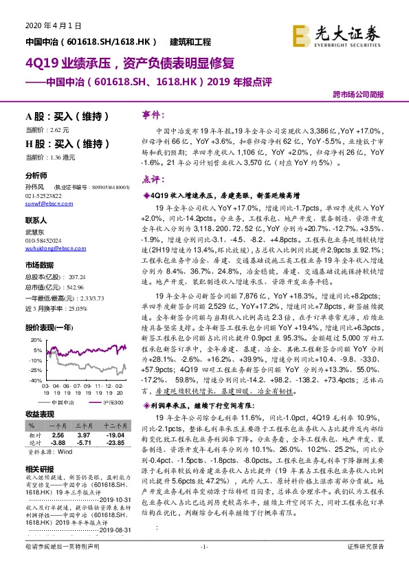 2019年报点评：4Q19业绩承压，资产负债表明显修复