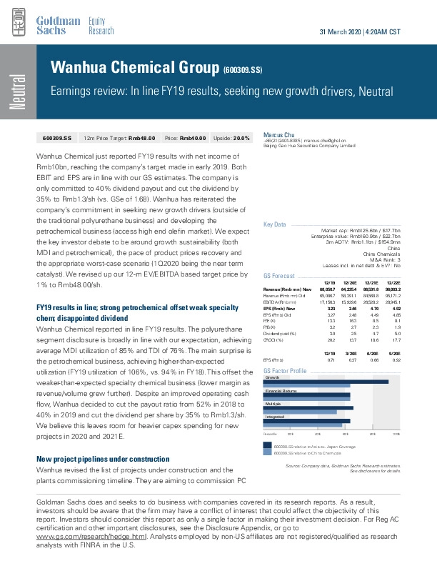 Earnings review: In line FY19 results, seeking new growth drivers, Neutral