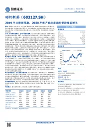 2019年业绩超预期，2020年新产能收获期有望持续高增长