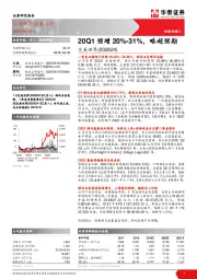 20Q1预增20%-31%，略超预期