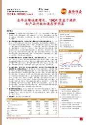 全年业绩快速增长，19Q4受益于提价和产品升级加速态势明显
