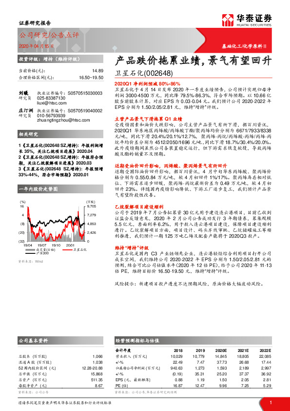 产品跌价拖累业绩，景气有望回升