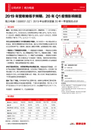 2019年业绩快报暨20年一季报预告点评:2019年营收略低于预期,20年Q1疫情影响明显
