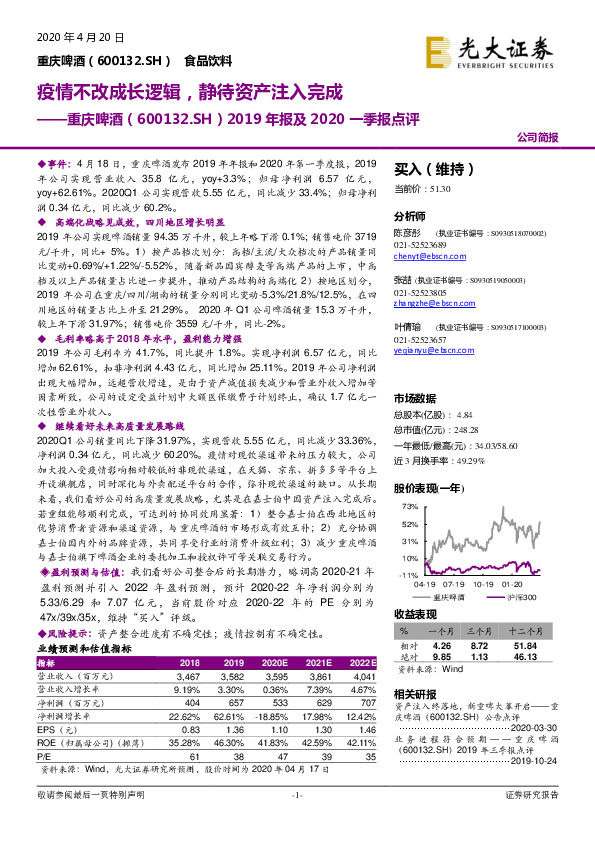 2019年报及2020一季报点评：疫情不改成长逻辑，静待资产注入完成