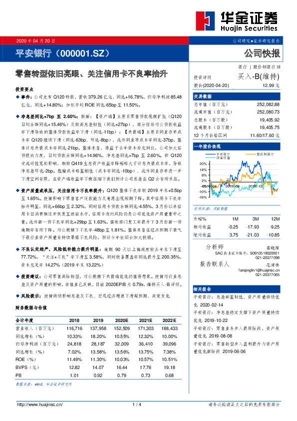 零售转型依旧亮眼、关注信用卡不良率抬升