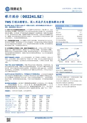 TWS引领业绩增长，深入布局声光电整体解决方案