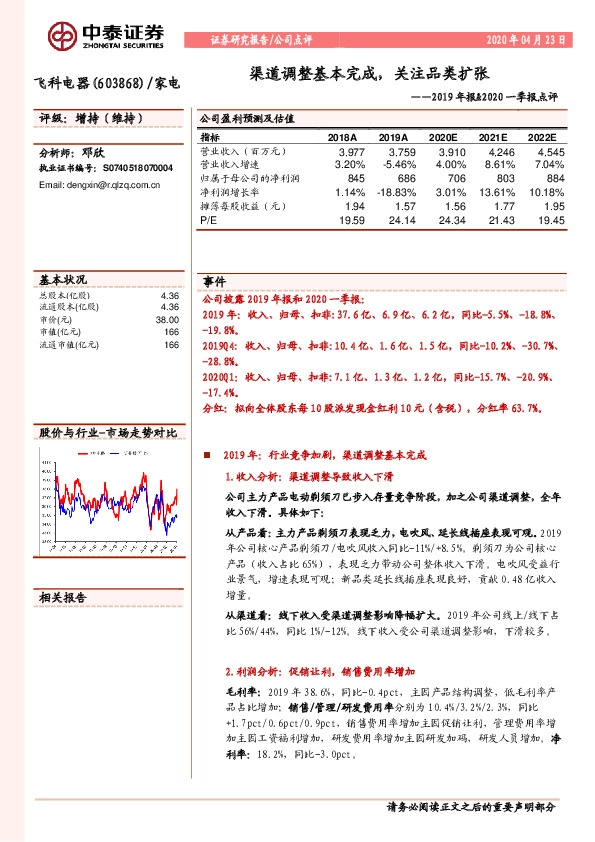 2019年报&2020一季报点评：渠道调整基本完成，关注品类扩张