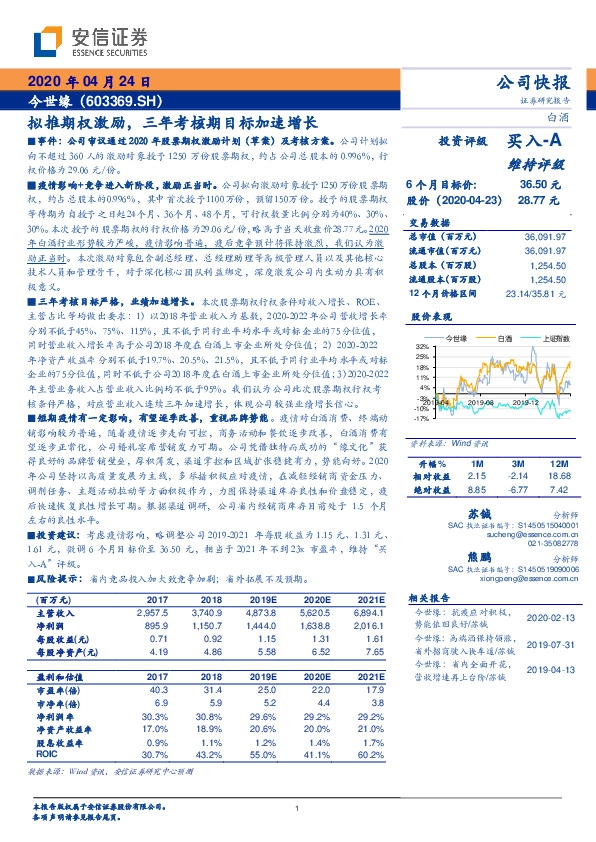 拟推期权激励，三年考核期目标加速增长