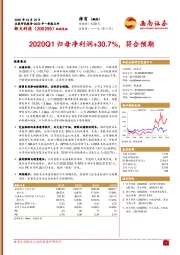 2020Q1归母净利润+30.7%，符合预期