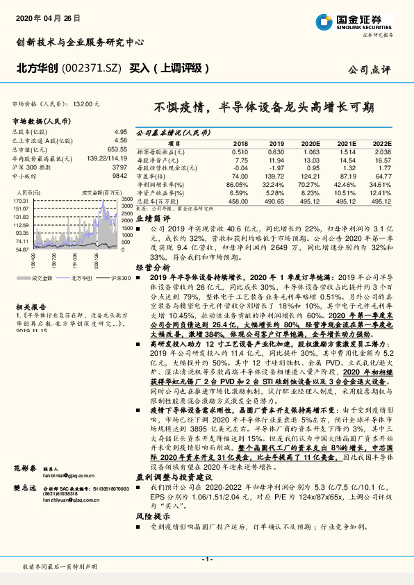 不惧疫情，半导体设备龙头高增长可期
