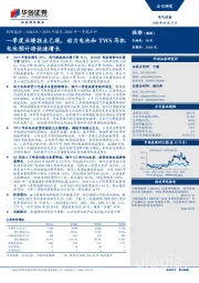 2019年报及2020年一季报点评：一季度业绩拐点已现，动力电池和TWS耳机电池预计将快速增长