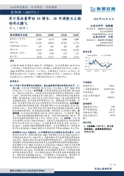 果汁茶放量带动19增长，20年调整为主期待再次腾飞