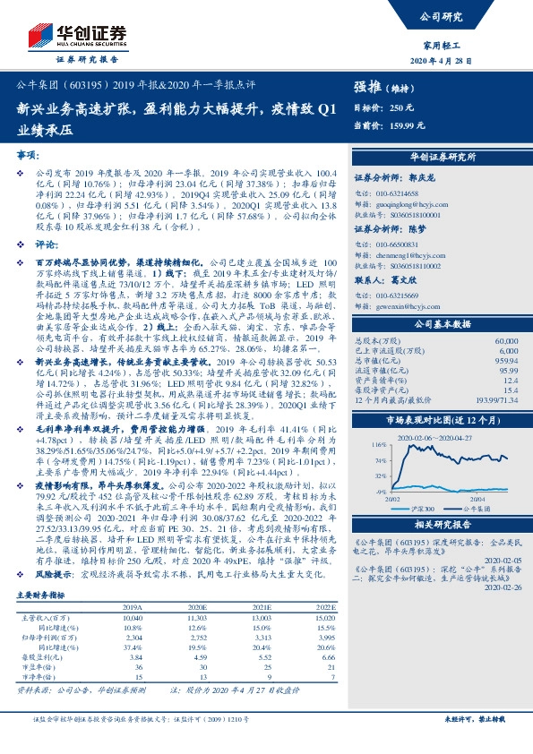 2019年报&2020年一季报点评：新兴业务高速扩张，盈利能力大幅提升，疫情致Q1业绩承压