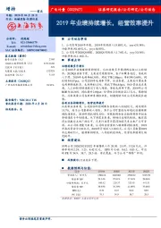 2019年业绩持续增长,经营效率提升