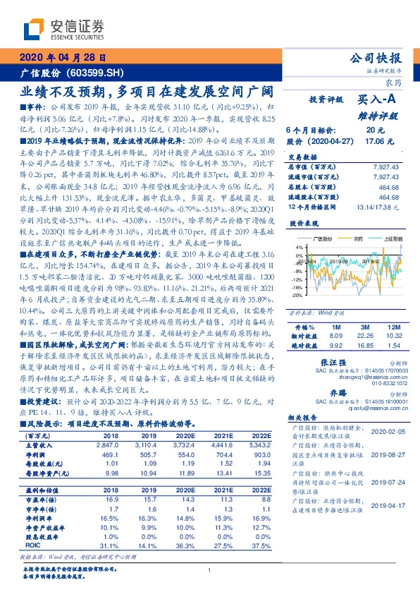 业绩不及预期，多项目在建发展空间广阔