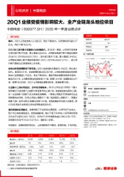 2020年一季度业绩点评:20Q1业绩受疫情影响较大,全产业链龙头地位依旧