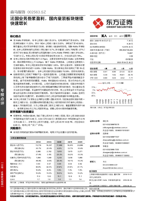 法国业务拖累盈利，国内童装板块继续快速增长