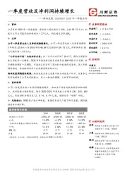 2020年一季报点评：一季度营收及净利润持续增长