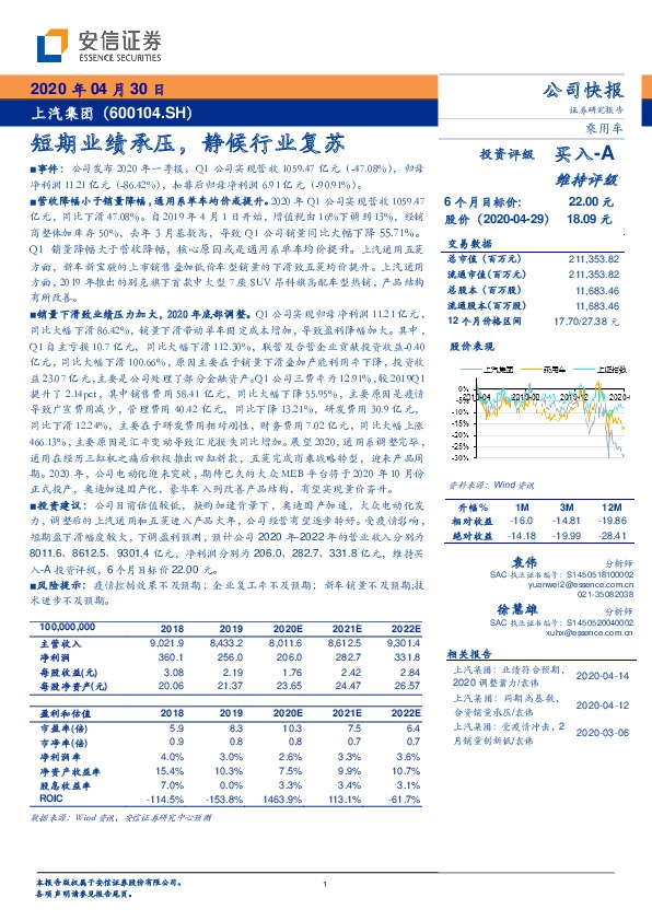 短期业绩承压，静候行业复苏