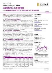 2019年年报及2020年一季报点评：业绩短期承压，长期优势稳固