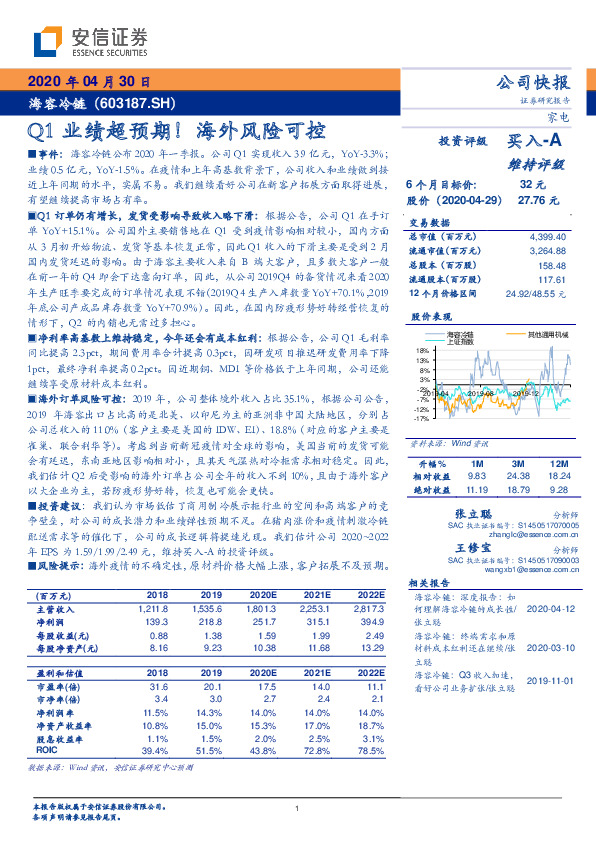 Q1业绩超预期！海外风险可控