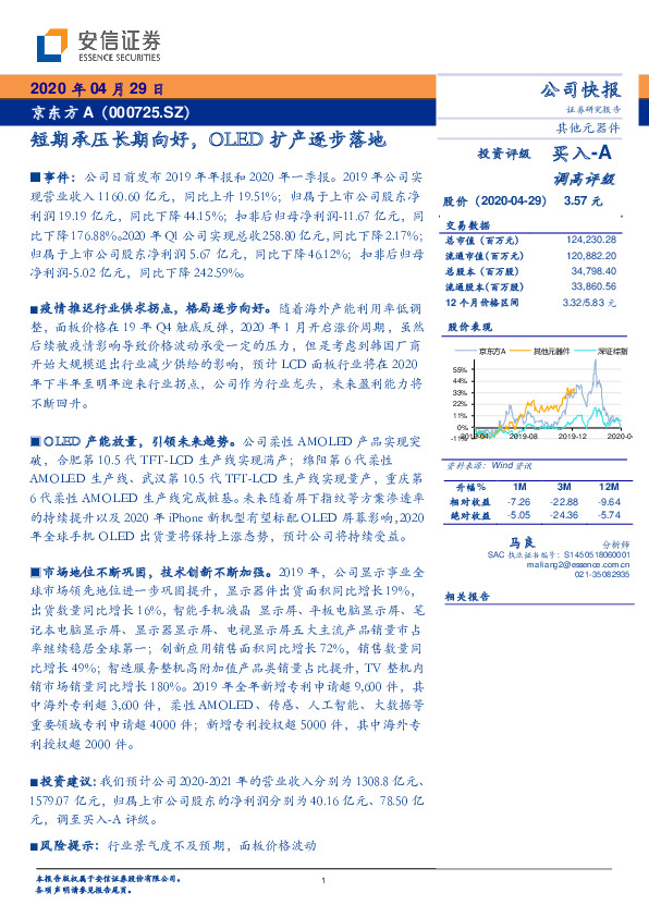 短期承压长期向好，OLED扩产逐步落地