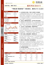 “新能源+高端制造”双轮驱动，期待公司二次成长