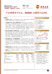 产品销售好于行业，2020Q1业绩同比+2.4%