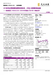 2019年年报及2020年一季报点评:19年非主营因素拖累利润承压,20Q1疫情影响业绩