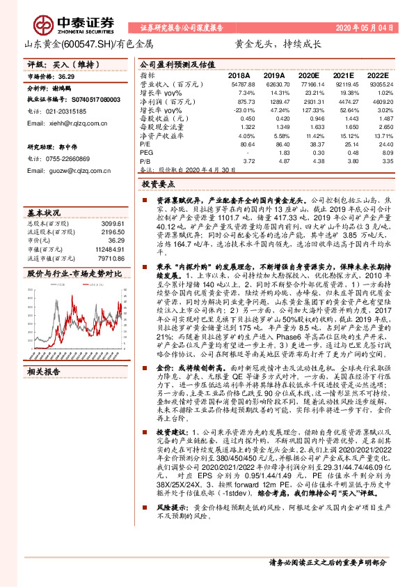 黄金龙头，持续成长