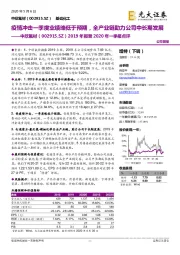 2019年报暨2020年一季报点评：疫情冲击一季度业绩略低于预期，全产业链助力公司中长期发展