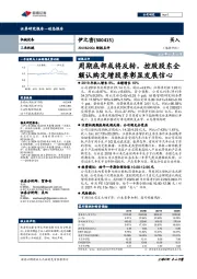 2019&20Q1财报点评：周期底部或将反转，控股股东全额认购定增股票彰显发展信心