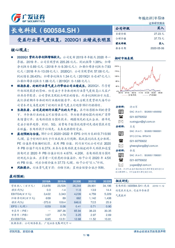 受益行业景气度恢复，2020Q1业绩成长明显