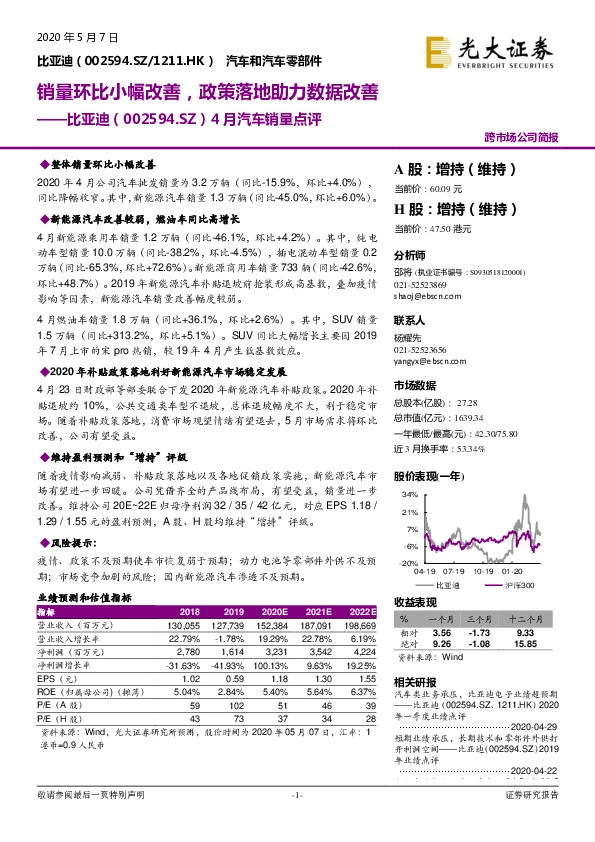 4月汽车销量点评：销量环比小幅改善，政策落地助力数据改善