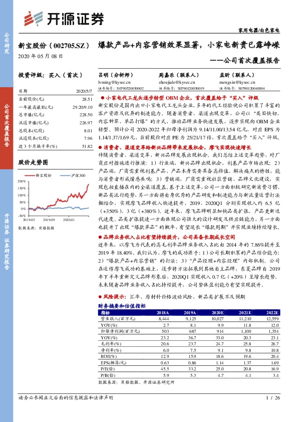 公司首次覆盖报告：爆款产品+内容营销效果显著，小家电新贵已露峥嵘