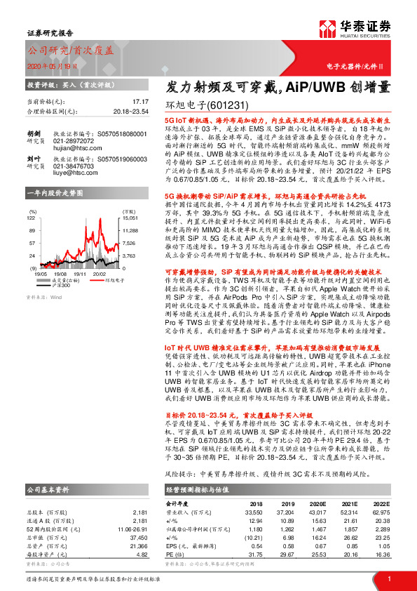 发力射频及可穿戴，AiP/UWB创增量