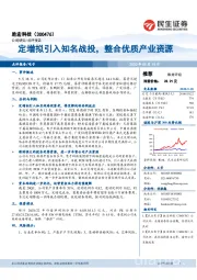 定增拟引入知名战投，整合优质产业资源