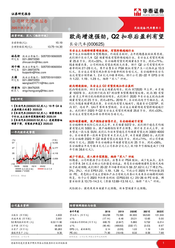 欧尚增速强劲，Q2扣非后盈利有望