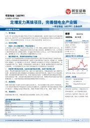 公告点评：定增发力高镍项目，完善锂电全产业链