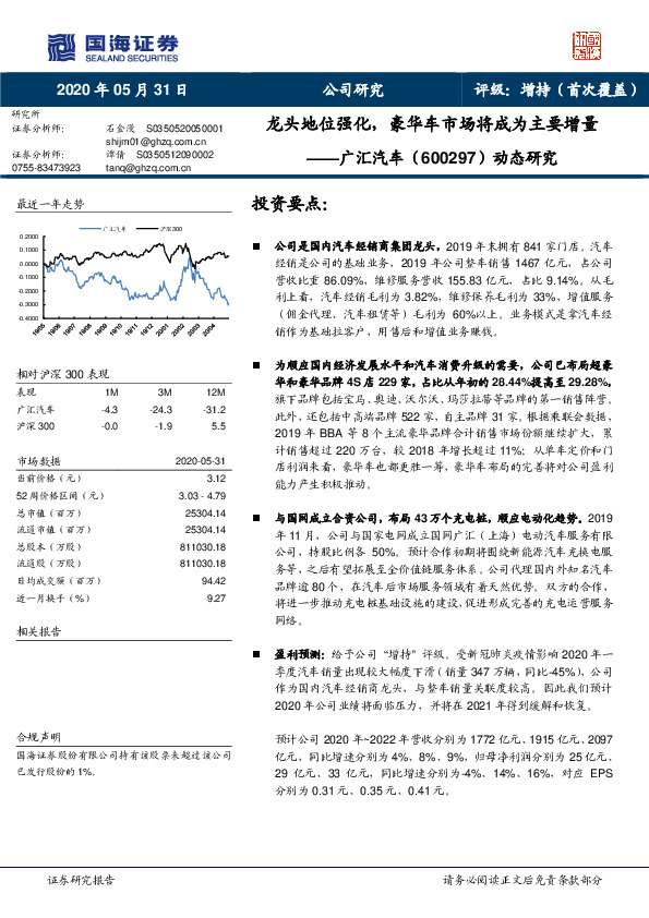 动态研究：龙头地位强化，豪华车市场将成为主要增量