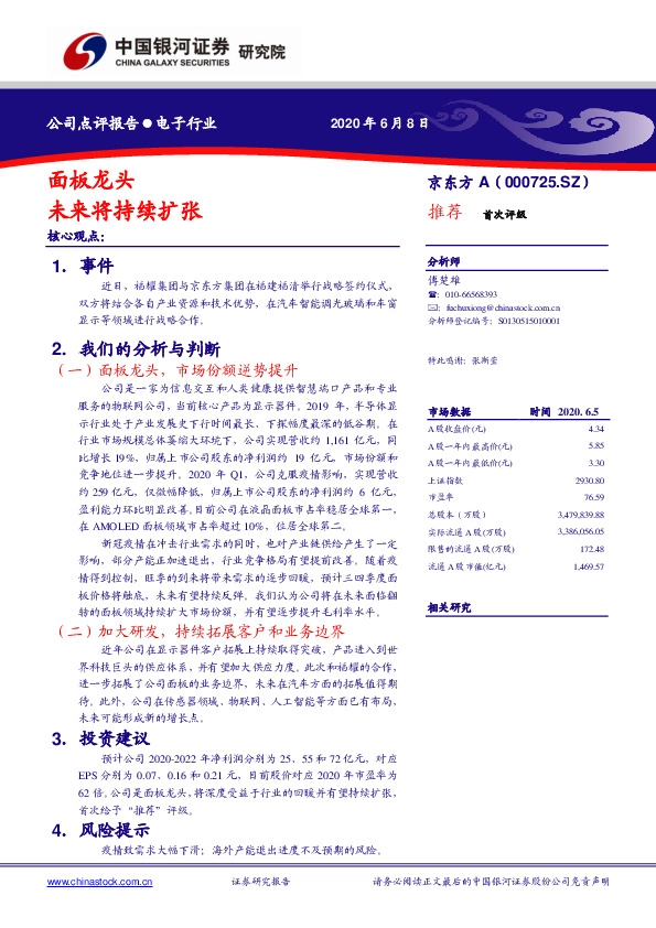 面板龙头 未来将持续扩张