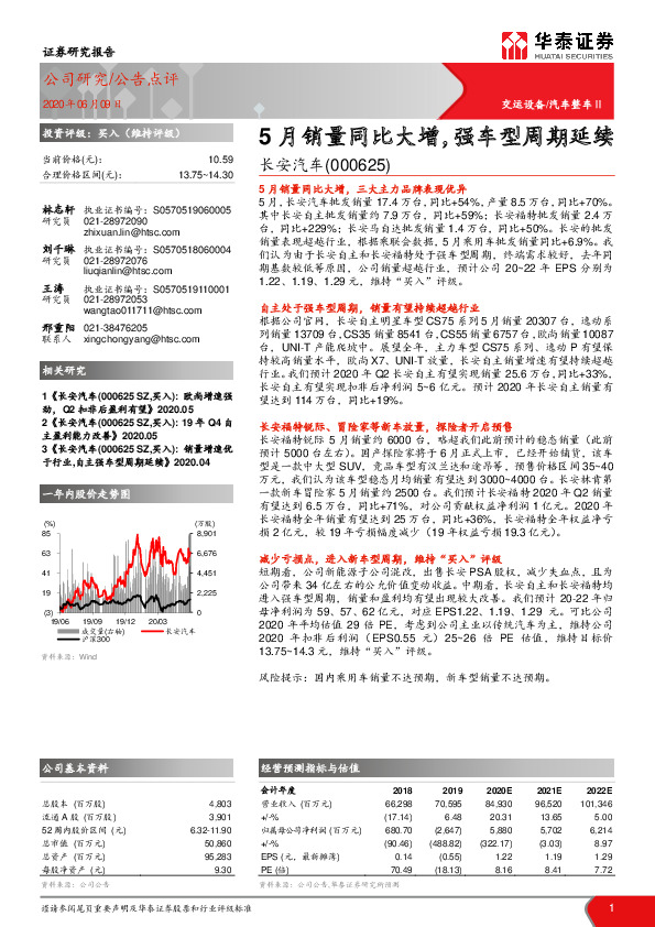 5月销量同比大增，强车型周期延续