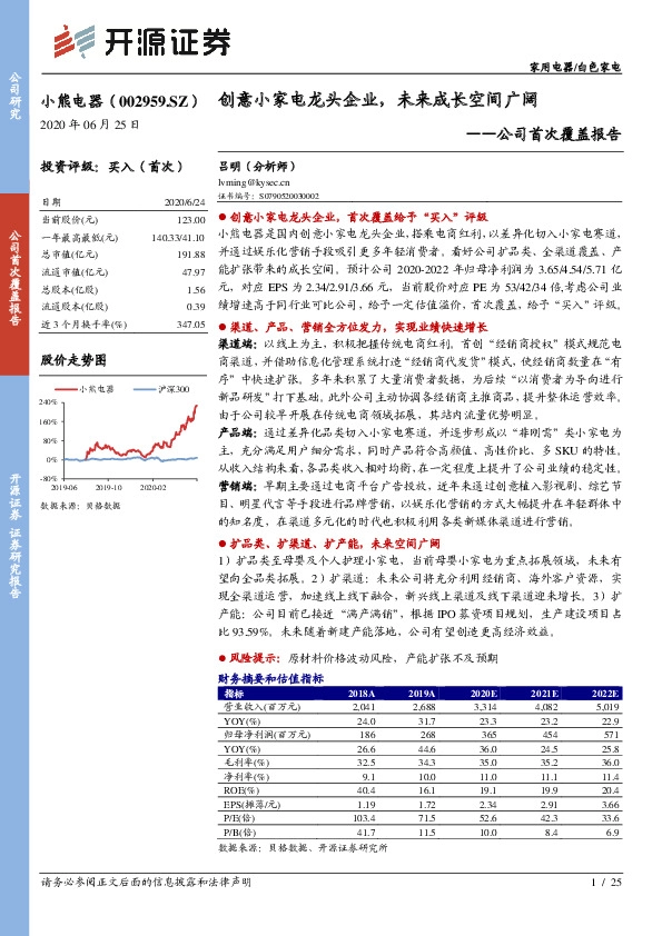 公司首次覆盖报告：创意小家电龙头企业，未来成长空间广阔