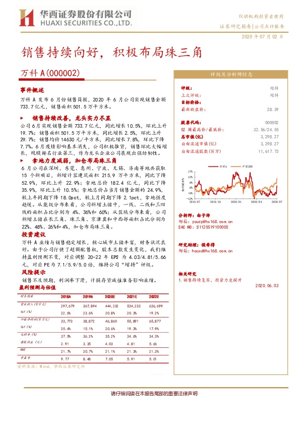 销售持续向好，积极布局珠三角