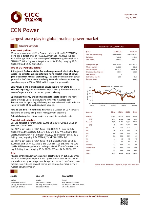 Largest pure play in global nuclear power market