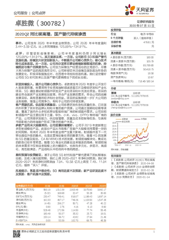 2020Q2同比续高增，国产替代持续渗透