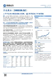 上半年总体业绩表现较为亮眼,Q2单季度低于市场预期