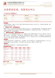 业绩保持高增，销售同比回正